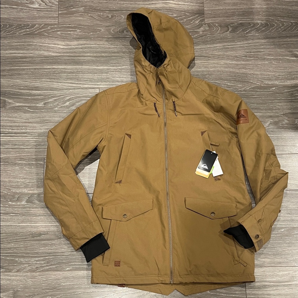 Quiksilver Men's Brown Hooded Performance Snowbaord Jacket